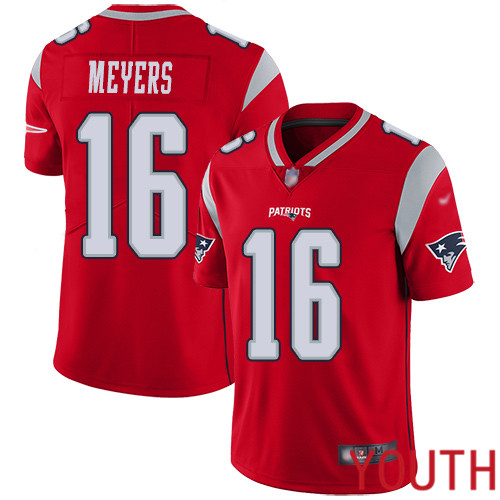 New England Patriots Football #16 Inverted Legend Limited Red Youth Jakobi Meyers NFL Jersey->new england patriots->NFL Jersey